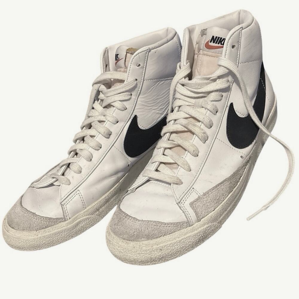 Nike Blazer High Tops White/Black Leather, Rubber souls, Men’s Sz 12